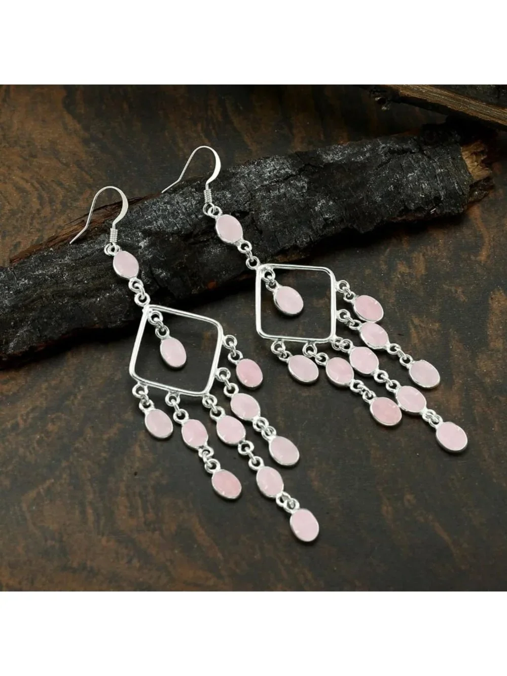 Handmade Boho Gemstone Dangle Earrings - 925 Silver Plated Birthstone Jewelry